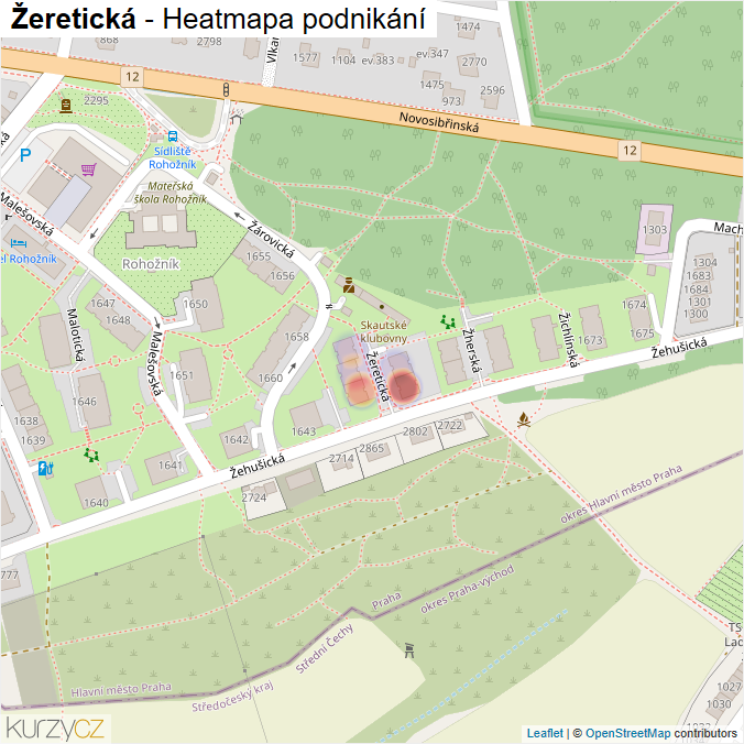 Mapa Žeretická - Firmy v ulici.