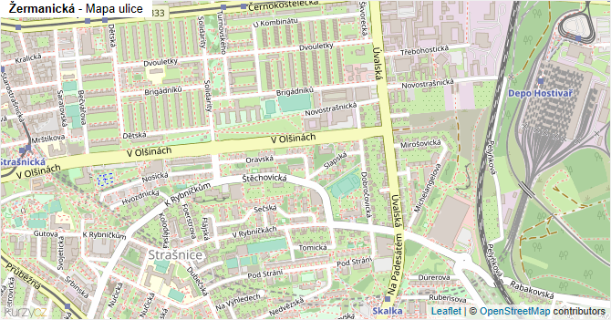 Žermanická - mapa ulice
