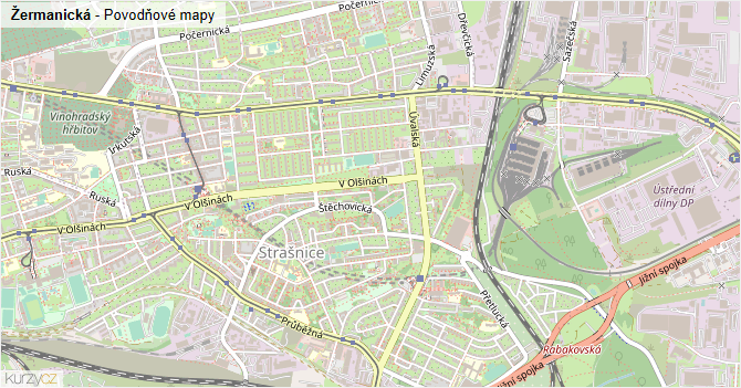 Žermanická - záplavové mapy stoleté vody