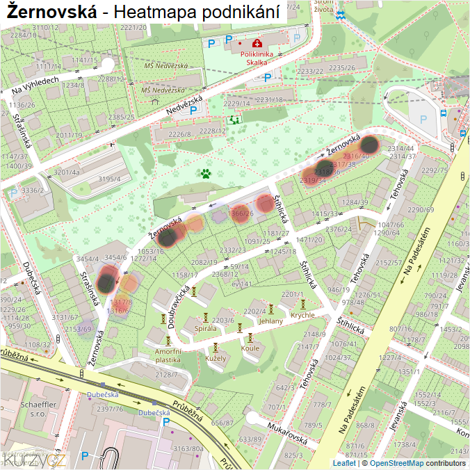 Mapa Žernovská - Firmy v ulici.
