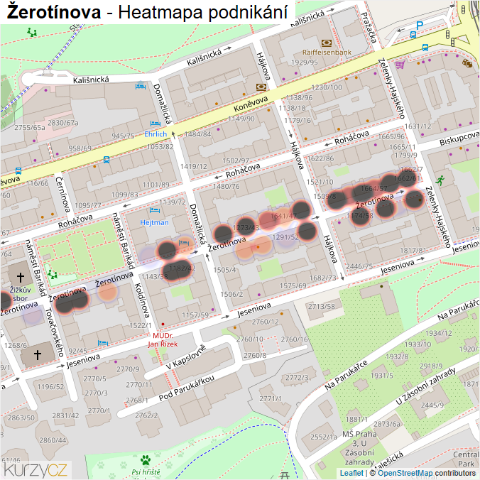 Mapa Žerotínova - Firmy v ulici.