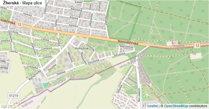 Žherská - mapa ulice