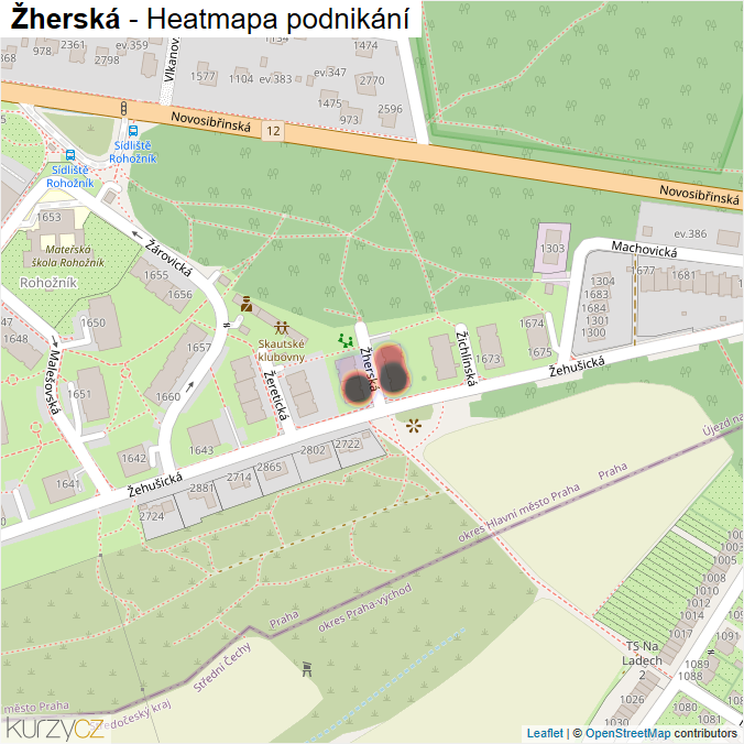 Mapa Žherská - Firmy v ulici.