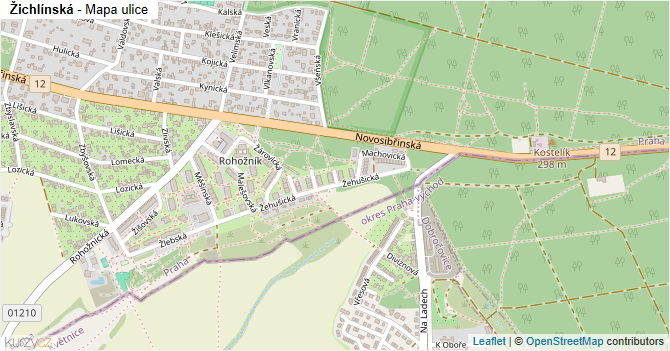 Žichlínská - mapa ulice