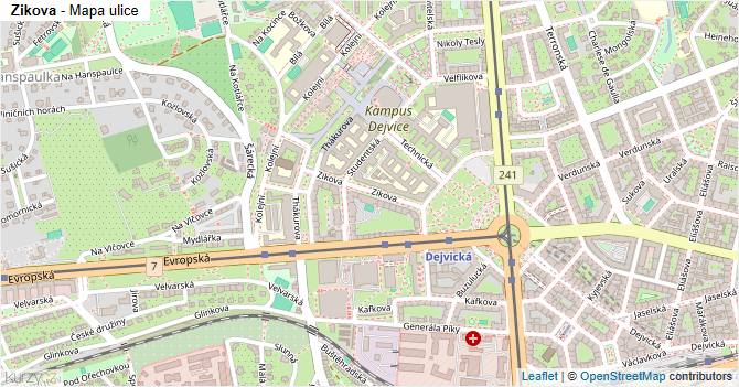 Zikova - mapa ulice