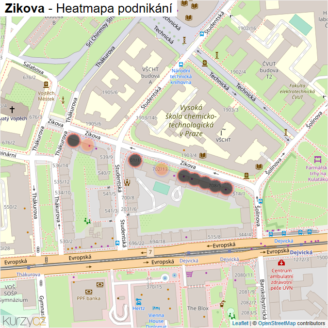 Mapa Zikova - Firmy v ulici.