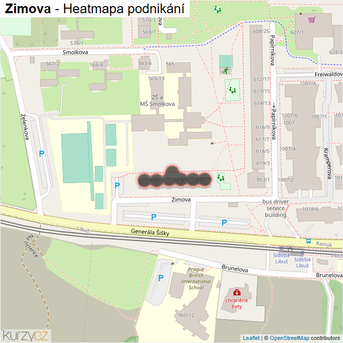 Mapa Zimova - Firmy v ulici.