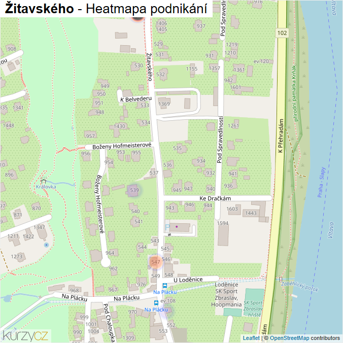 Mapa Žitavského - Firmy v ulici.