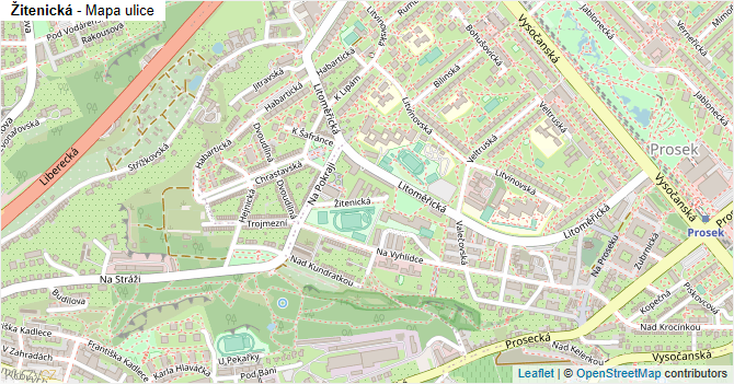 Žitenická - mapa ulice