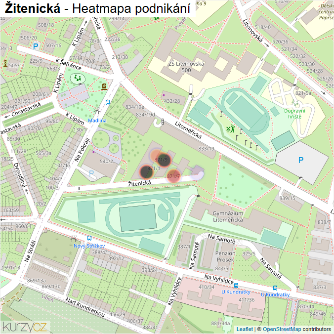 Mapa Žitenická - Firmy v ulici.