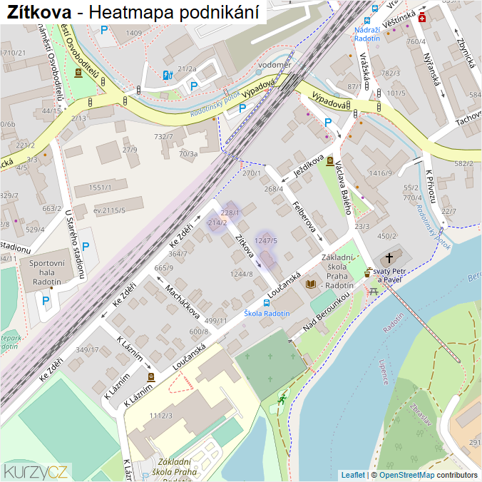 Mapa Zítkova - Firmy v ulici.