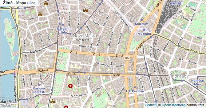 Žitná - mapa ulice