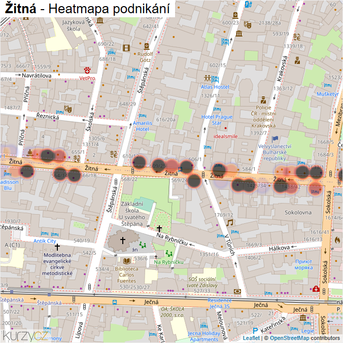 Mapa Žitná - Firmy v ulici.