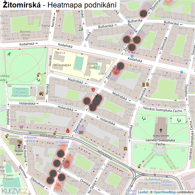 Mapa Žitomírská - Firmy v ulici.