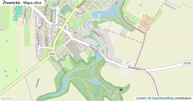 Živanická - mapa ulice