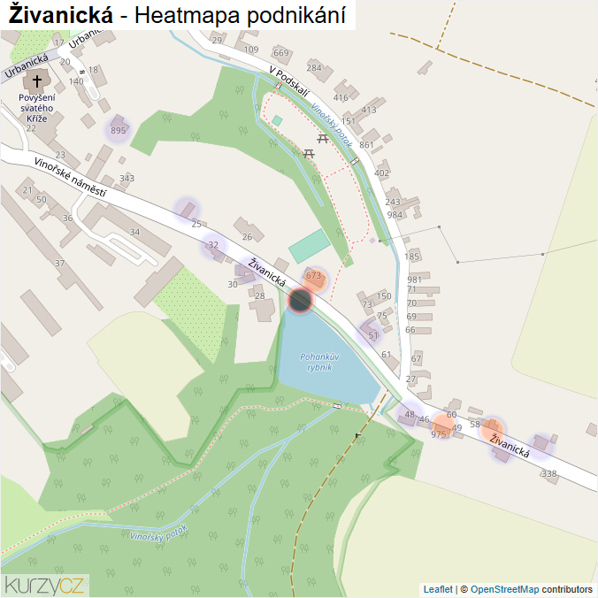 Mapa Živanická - Firmy v ulici.