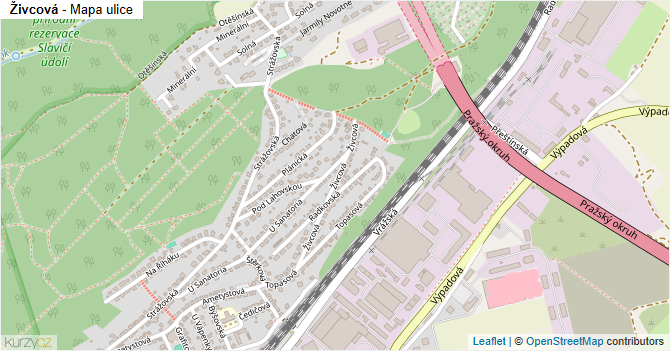 Živcová - mapa ulice