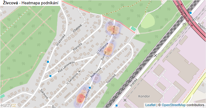 Živcová - mapa podnikání