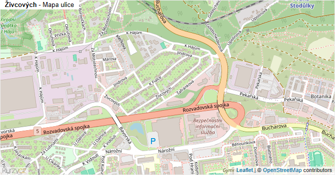 Živcových - mapa ulice