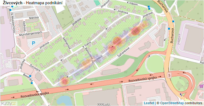 Živcových - mapa podnikání