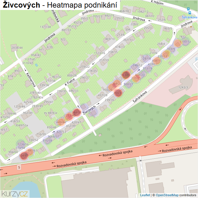 Mapa Živcových - Firmy v ulici.