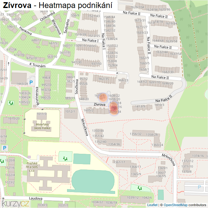 Mapa Zívrova - Firmy v ulici.
