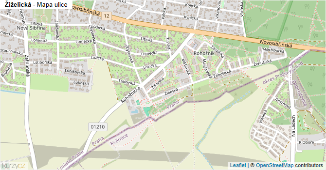 Žiželická - mapa ulice