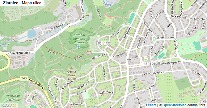Zlatnice - mapa ulice