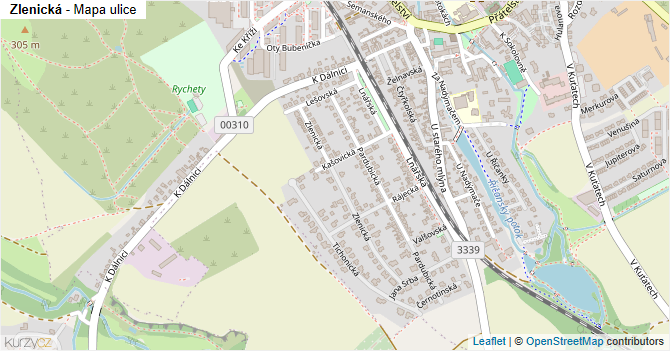 Zlenická - mapa ulice