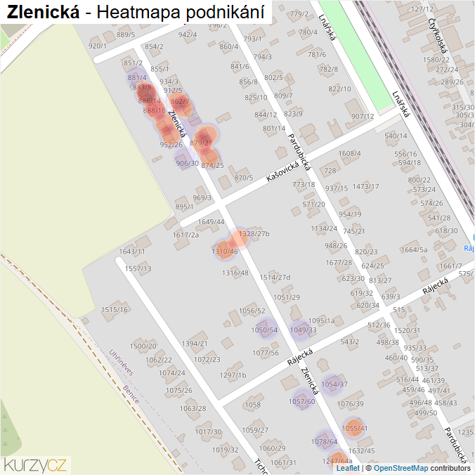 Mapa Zlenická - Firmy v ulici.