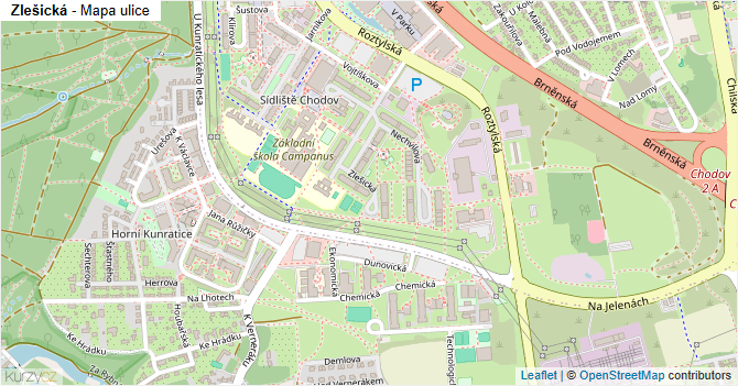 Zlešická - mapa ulice