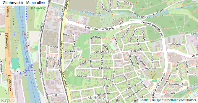 Zlíchovská - mapa ulice