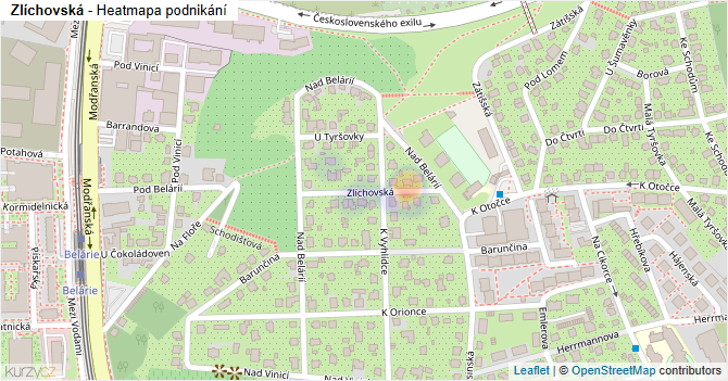 Zlíchovská - mapa podnikání