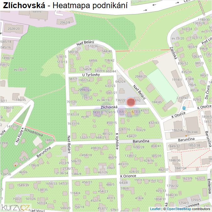 Mapa Zlíchovská - Firmy v ulici.