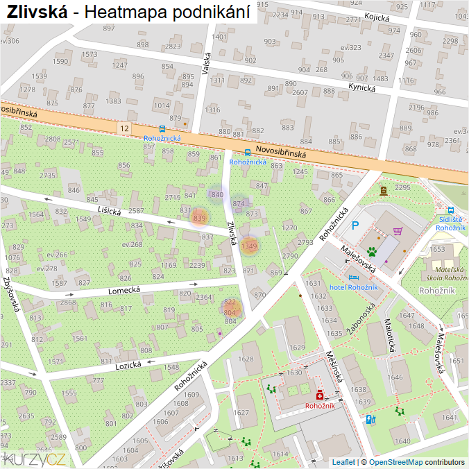 Mapa Zlivská - Firmy v ulici.