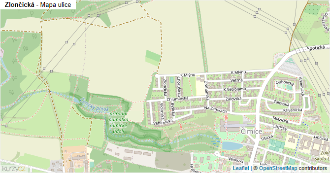 Zlončická - mapa ulice