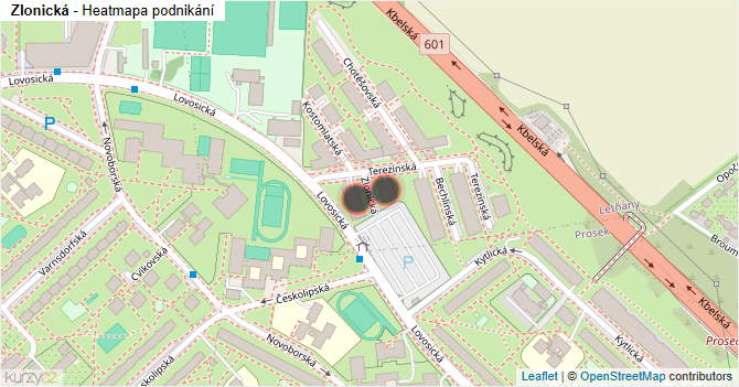 Zlonická - mapa podnikání