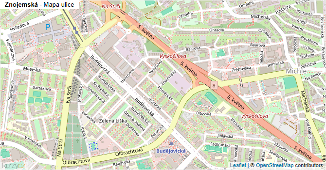 Znojemská - mapa ulice