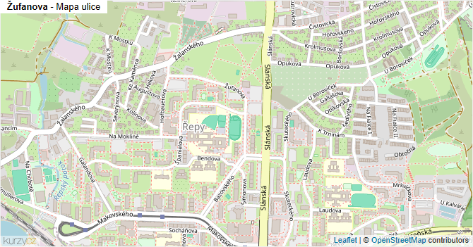 Žufanova - mapa ulice