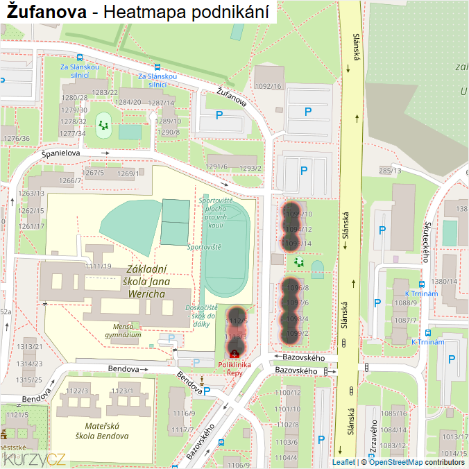 Mapa Žufanova - Firmy v ulici.