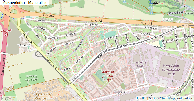 Žukovského - mapa ulice