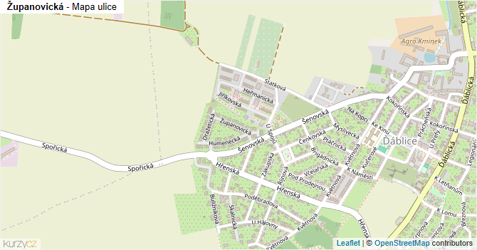Županovická - mapa ulice