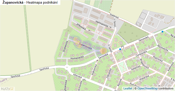Županovická - mapa podnikání