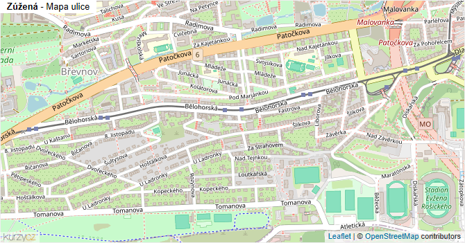 Zúžená - mapa ulice