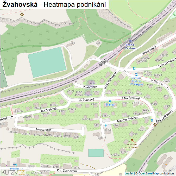 Mapa Žvahovská - Firmy v ulici.