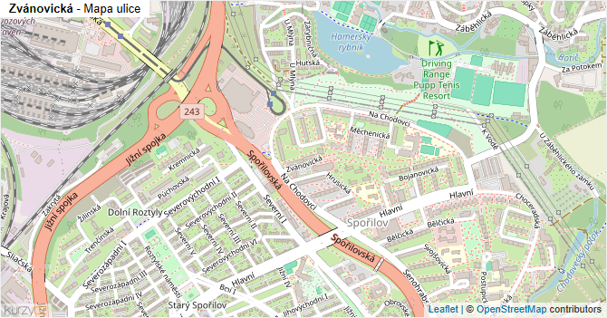 Zvánovická - mapa ulice