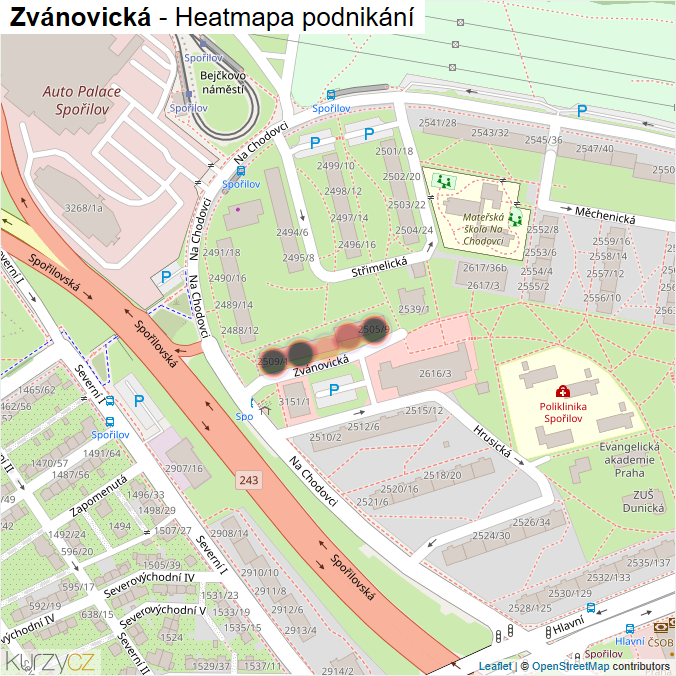 Mapa Zvánovická - Firmy v ulici.