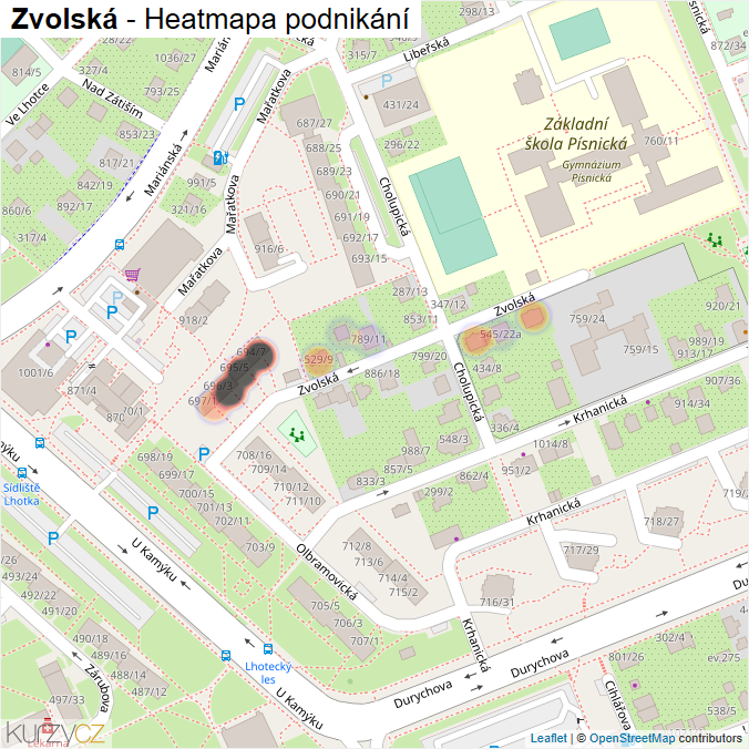Mapa Zvolská - Firmy v ulici.