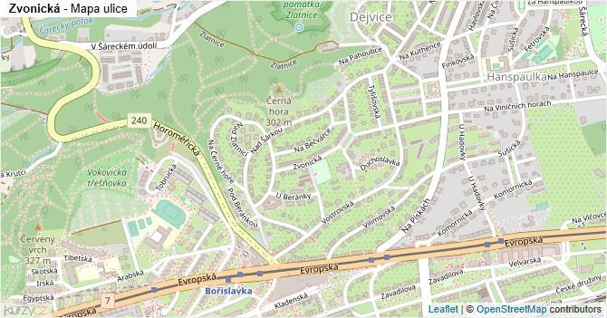 Zvonická - mapa ulice