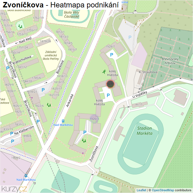 Mapa Zvoníčkova - Firmy v ulici.